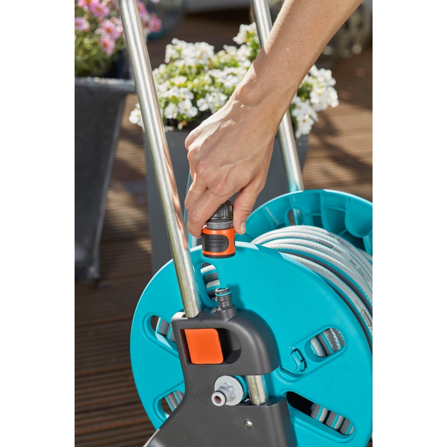 GARDENA slangenwagen aquaroll s set (turquoise grijs, 18502-20)