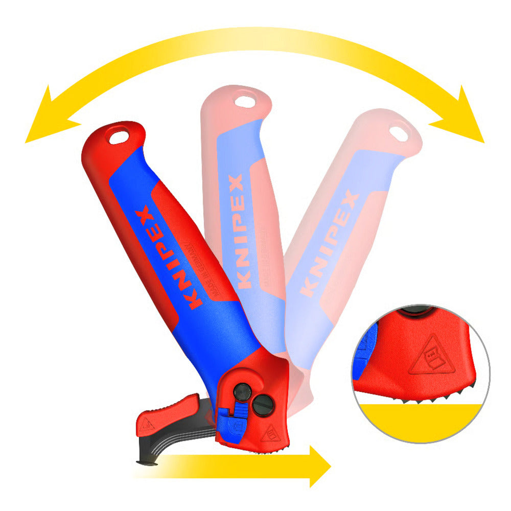 KNIPEX kabelmes, met glijschoen (rood blauw)