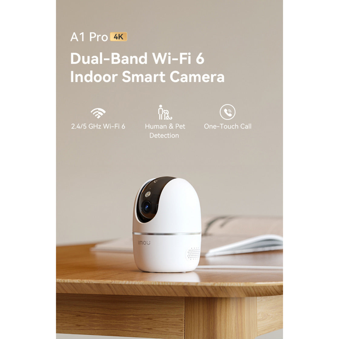 Imou A1 Pro 4K beveiligingscamera (Wit, 8MP (3840×2160), Wifi 6)