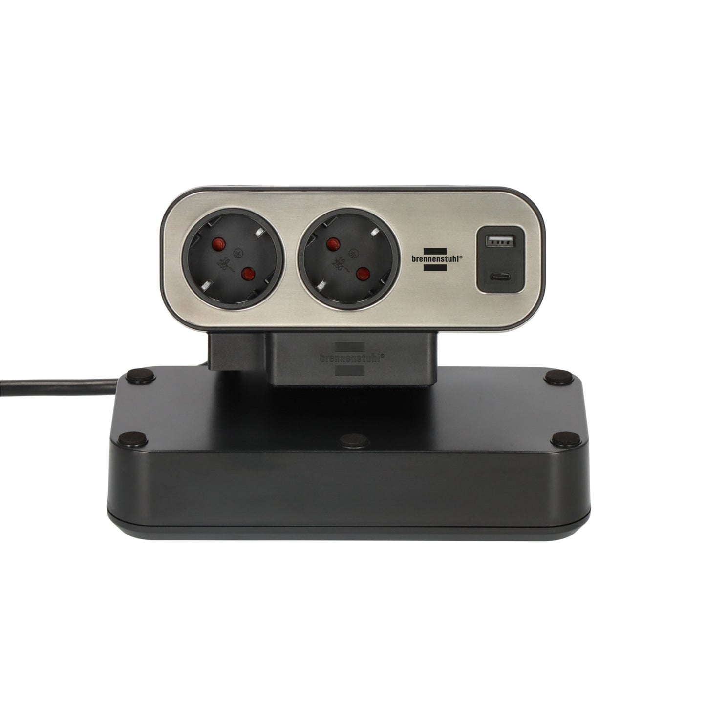 Brennenstuhl estilo duplex stekkerdoos met schakelaar stekkerdoos (zwart zilver, 1x usb c, 1x usb a)