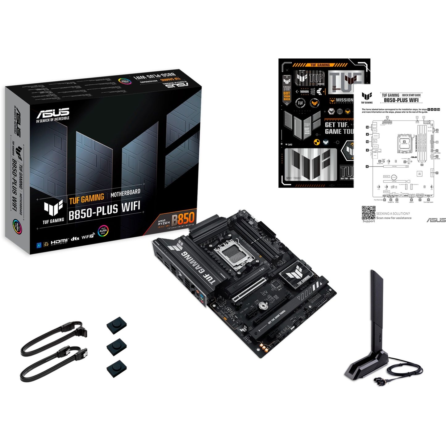 ASUS tuf gaming b850-plus wifi socket am5 moederbord (raid, 2.5gb-lan, wi-fi 7, bt, sound, atx)