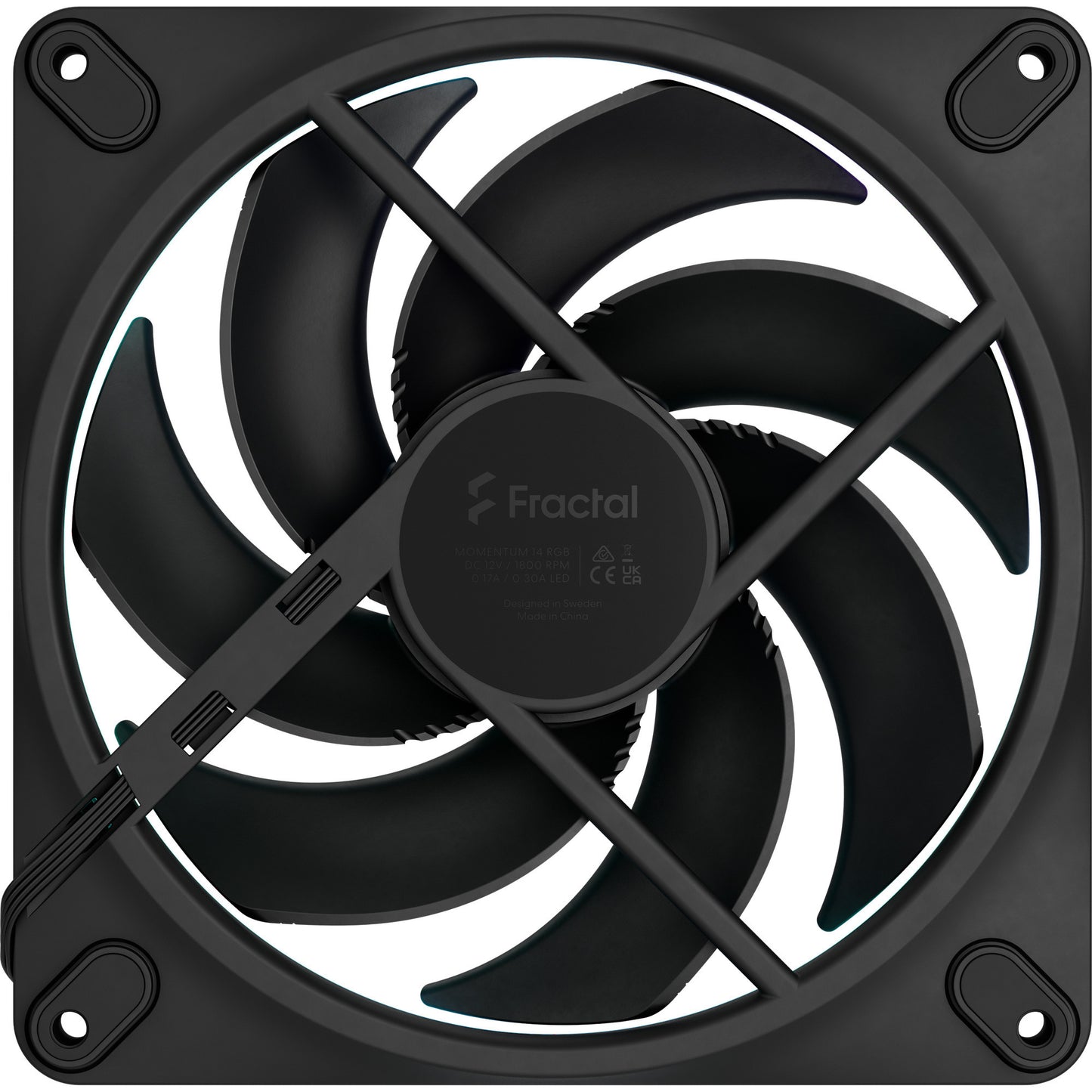 Fractal Design momentum 14 rgb case fan (zwart, 140 x 140 x 25 mm, pwm)