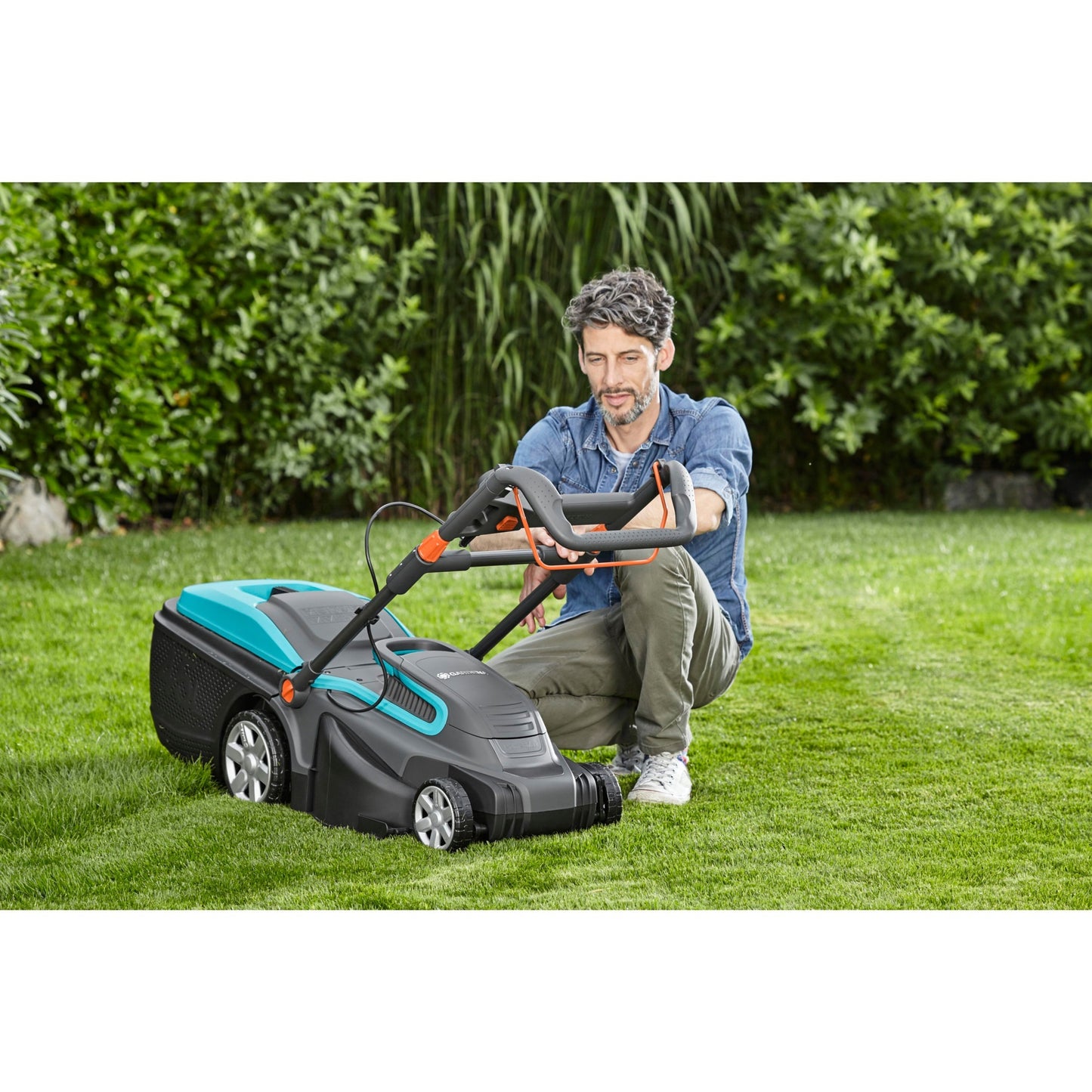 GARDENA elektrische grasmaaier powermax 1800 42 (zwart turquoise, 5042-20)