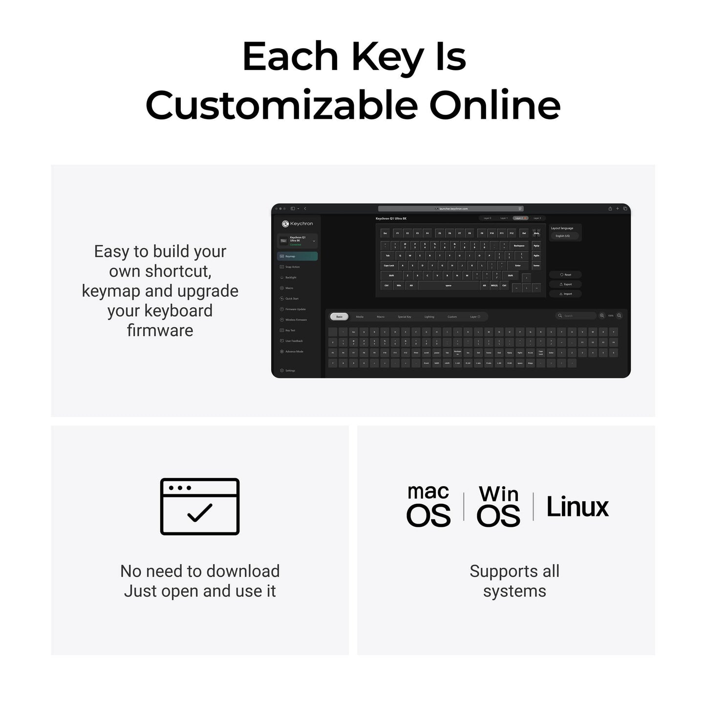 Keychron q1 ultra-m1 8k wireless custom mechanical keyboard (zwart, us lay-out (qwerty), silk pom red, 75%, rgb, hot swap, 8k, 2.4 ghz | bluetooth 5.2 | usb-c)