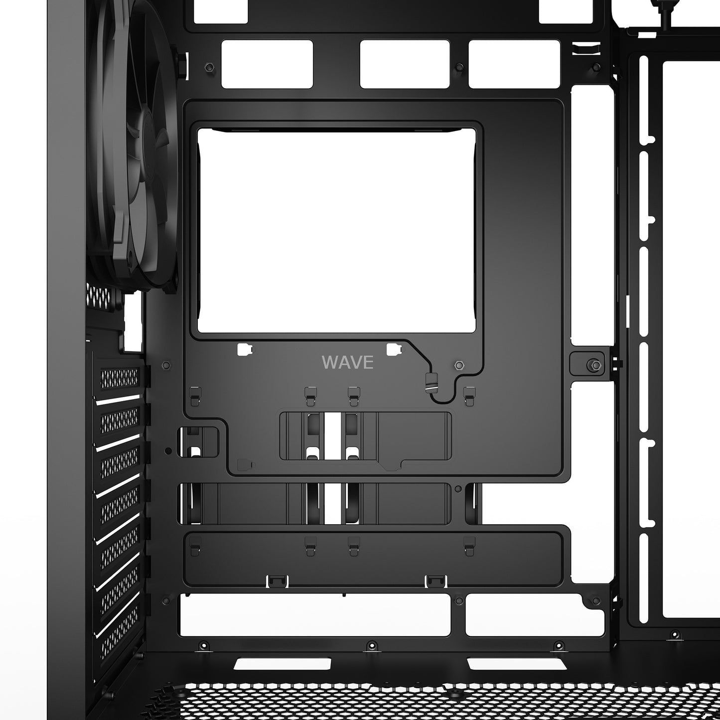 Sharkoon ak4 rgb strip midi tower behuizing (zwart | 2x usb-a | 1x usb-c | rgb)