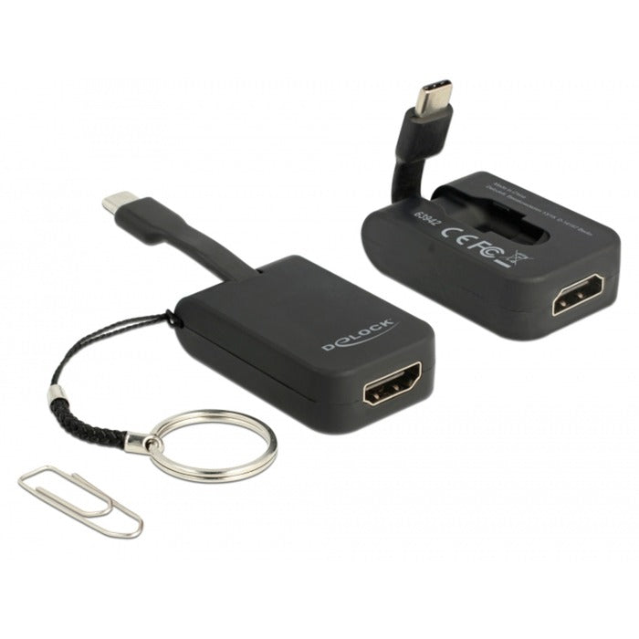DeLOCK usb-c > hdmi adapter sleutelhanger (zwart, 4k 30hz)