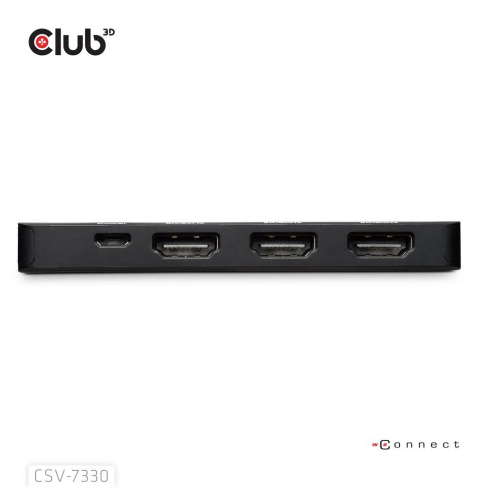 Club 3D displayport naar triple hdmi 8k60hz hub (zwart)