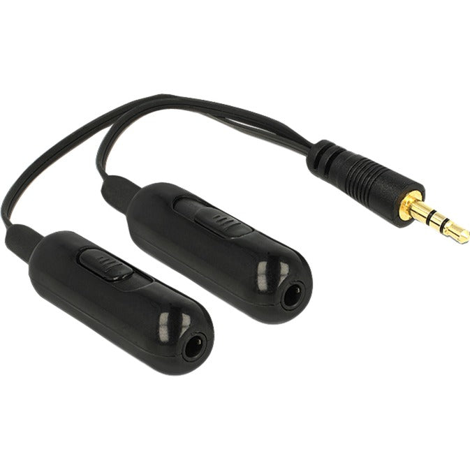 DeLOCK 1x 3.5 mm (male) > 2x 3.5 mm kabel (zwart, 0,19 meter)