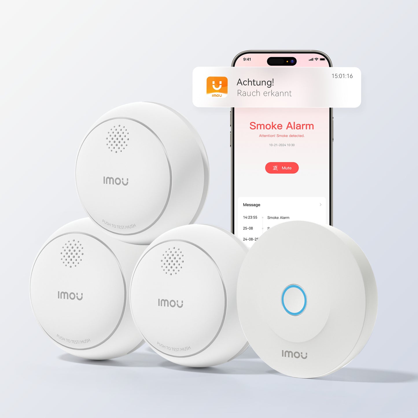 Imou Slimme rookmelder - ZSM1 bundel (Wit, 3 stuks + ZG2S Smart Gateway, Zigbee)
