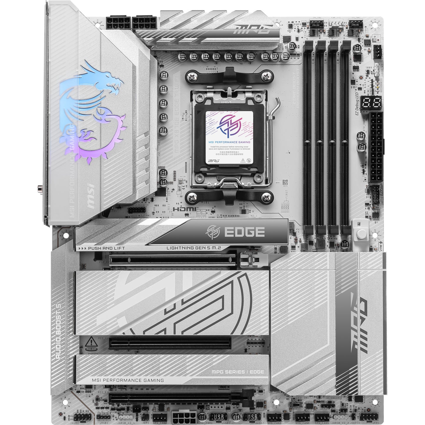 MSI mpg x870e edge ti wifi socket am5 moederbord (zilver, 5gb-lan, wi-fi 7, bt, sound, atx)