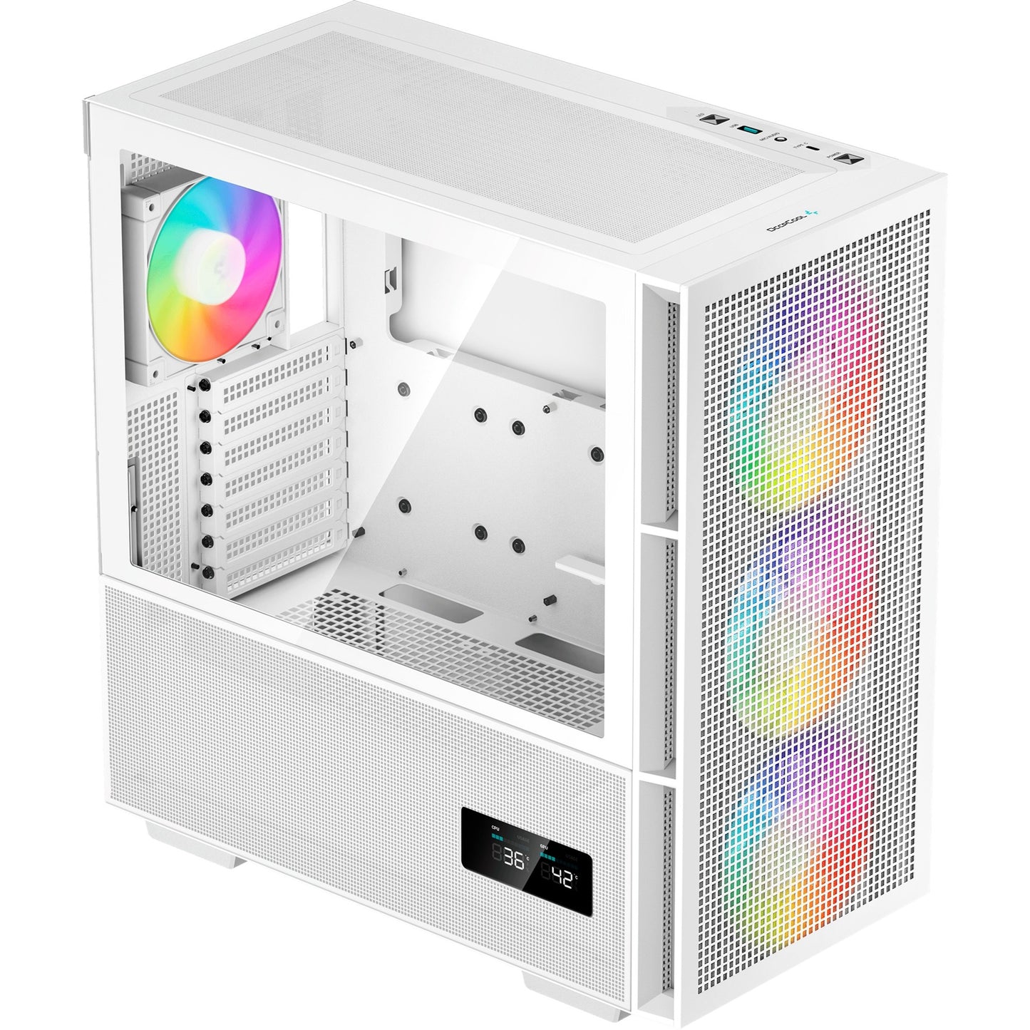 DeepCool ch560 digital midi tower behuizing (wit | 1x usb-a | 1x usb-c | rgb | tempered glass)