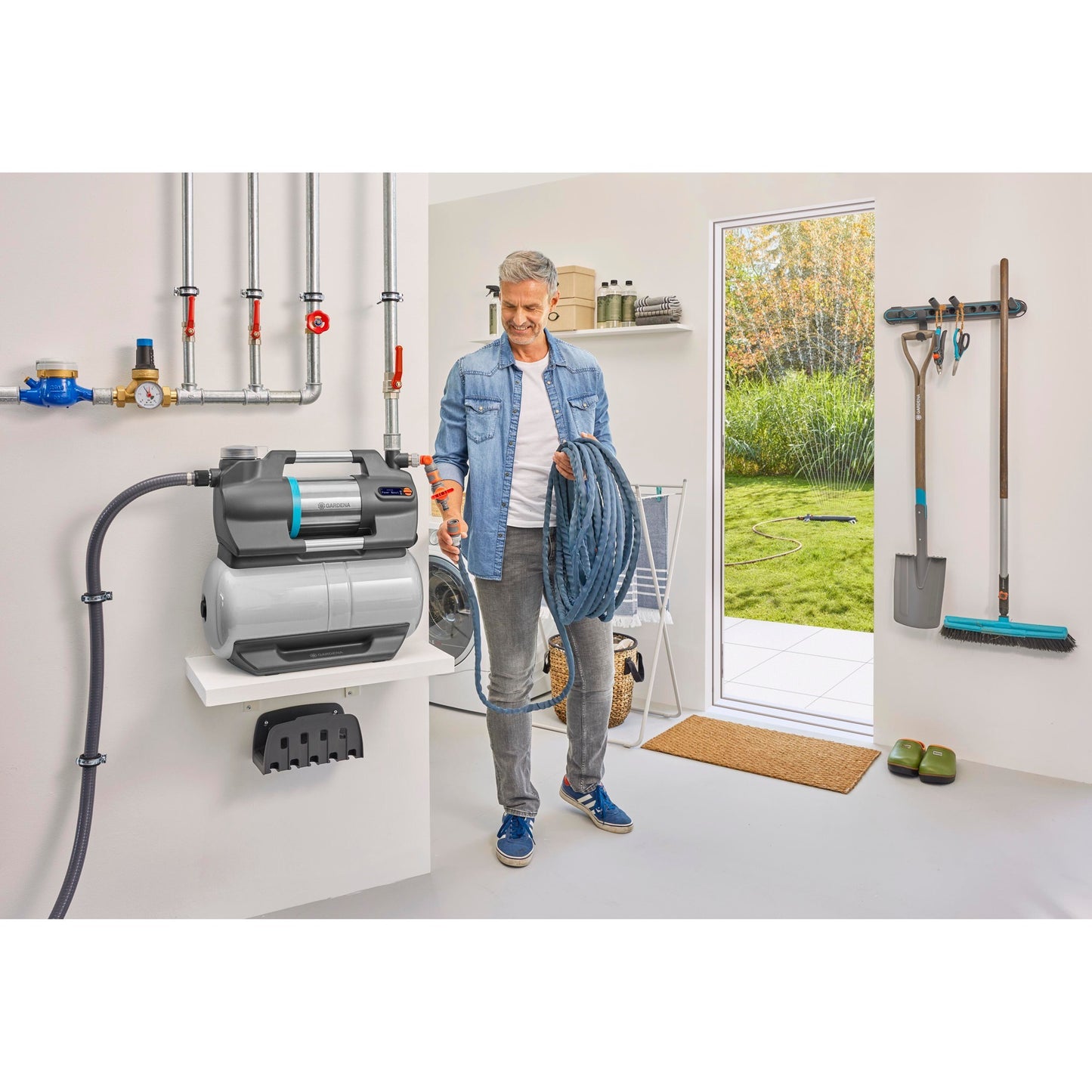GARDENA hydrofoorpomp 5600 silentcomfort (grijs roestvrij staal, bluetooth)