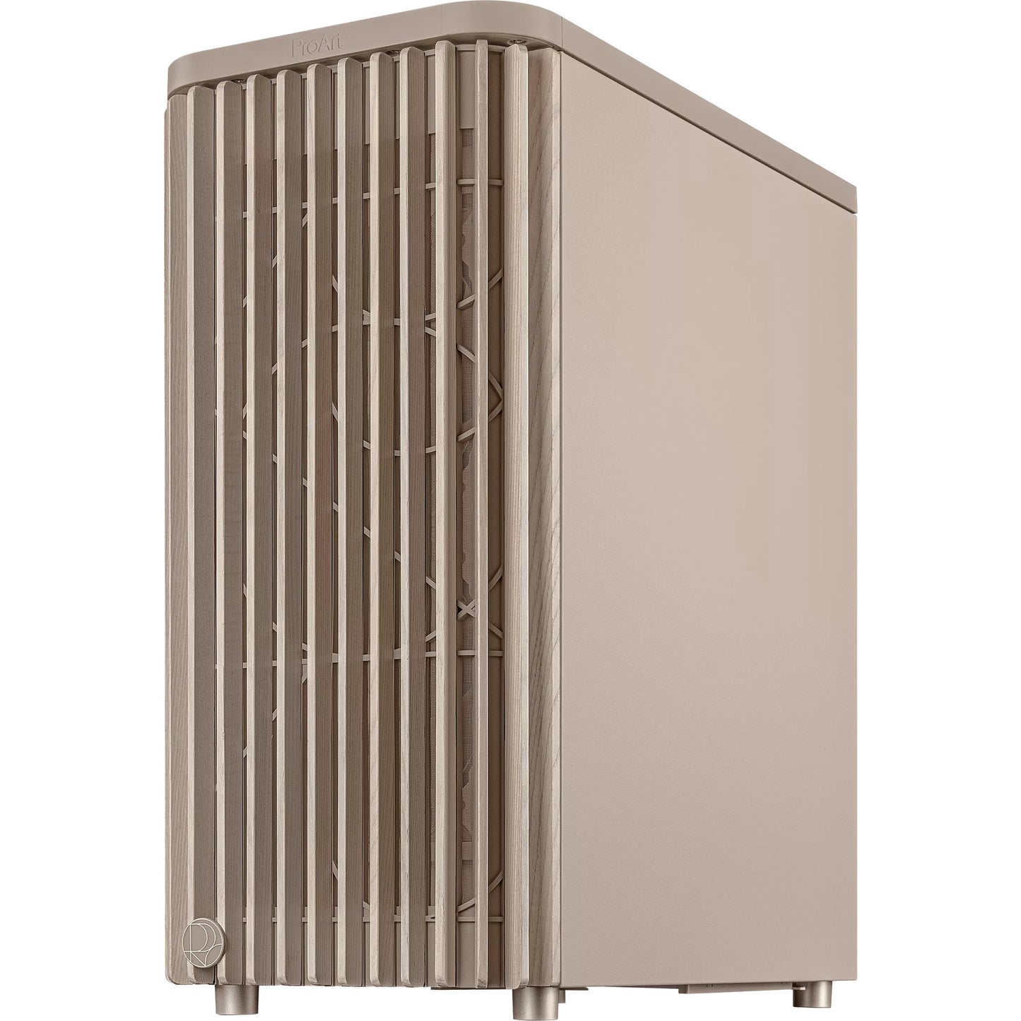 ASUS proart pa401 wood edition - mesh panel midi tower behuizing (beige houtkleur | 2x usb-a | 1x usb-c)