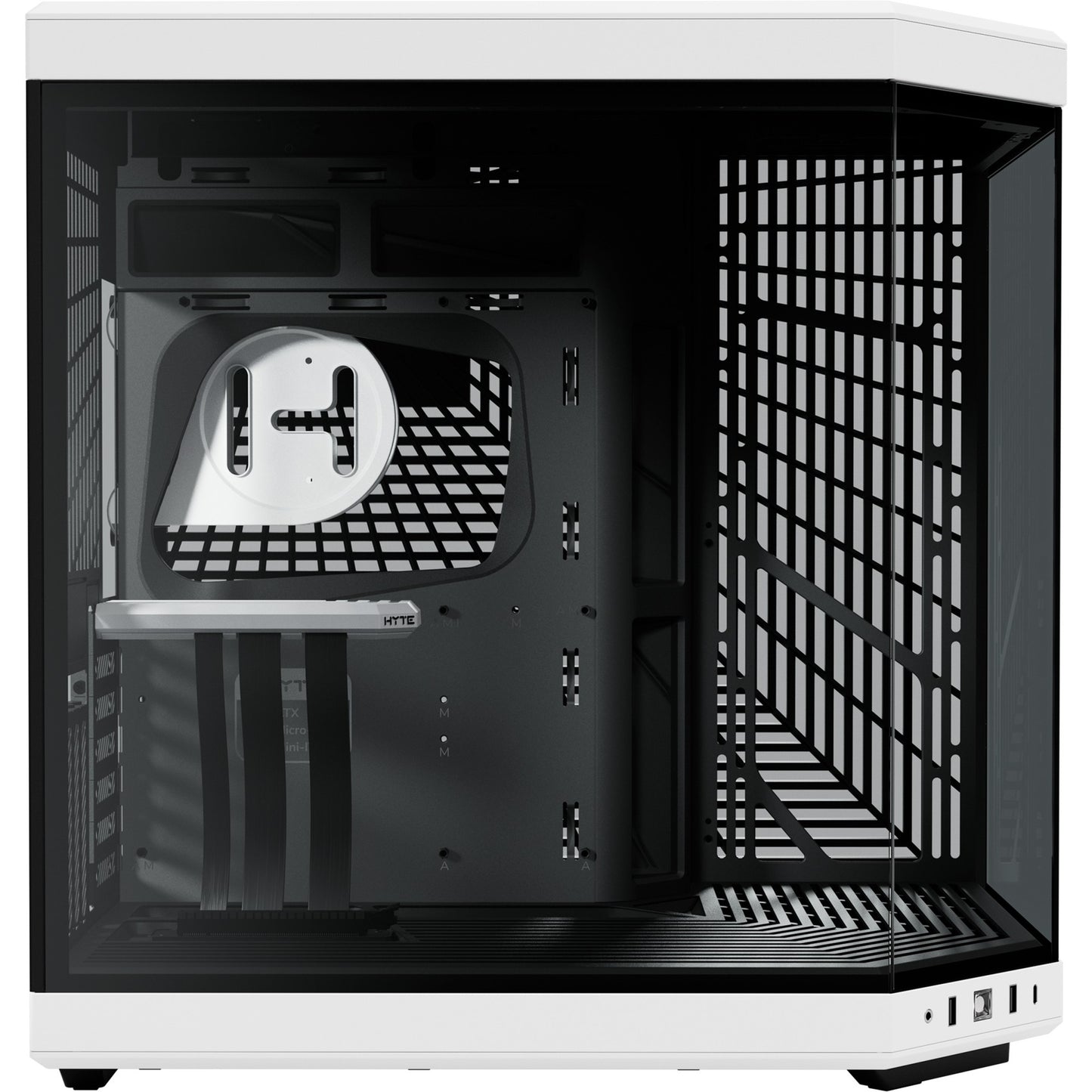 HYTE y70 midi tower behuizing (zwart wit | 2x usb-a | 1x usb-c | tempered glass)