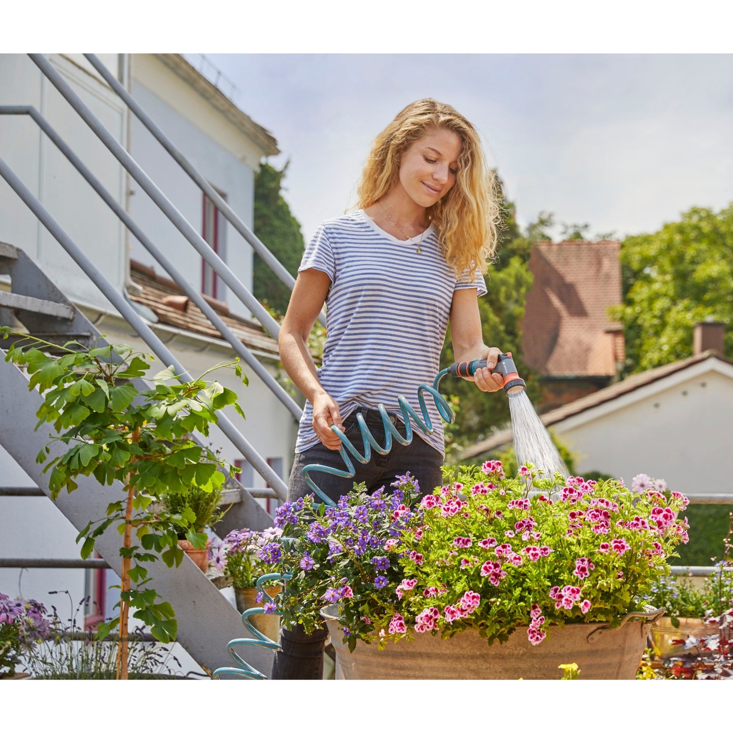GARDENA city gardening balkon broes spuitpistool (grijs oranje, 18304-20)