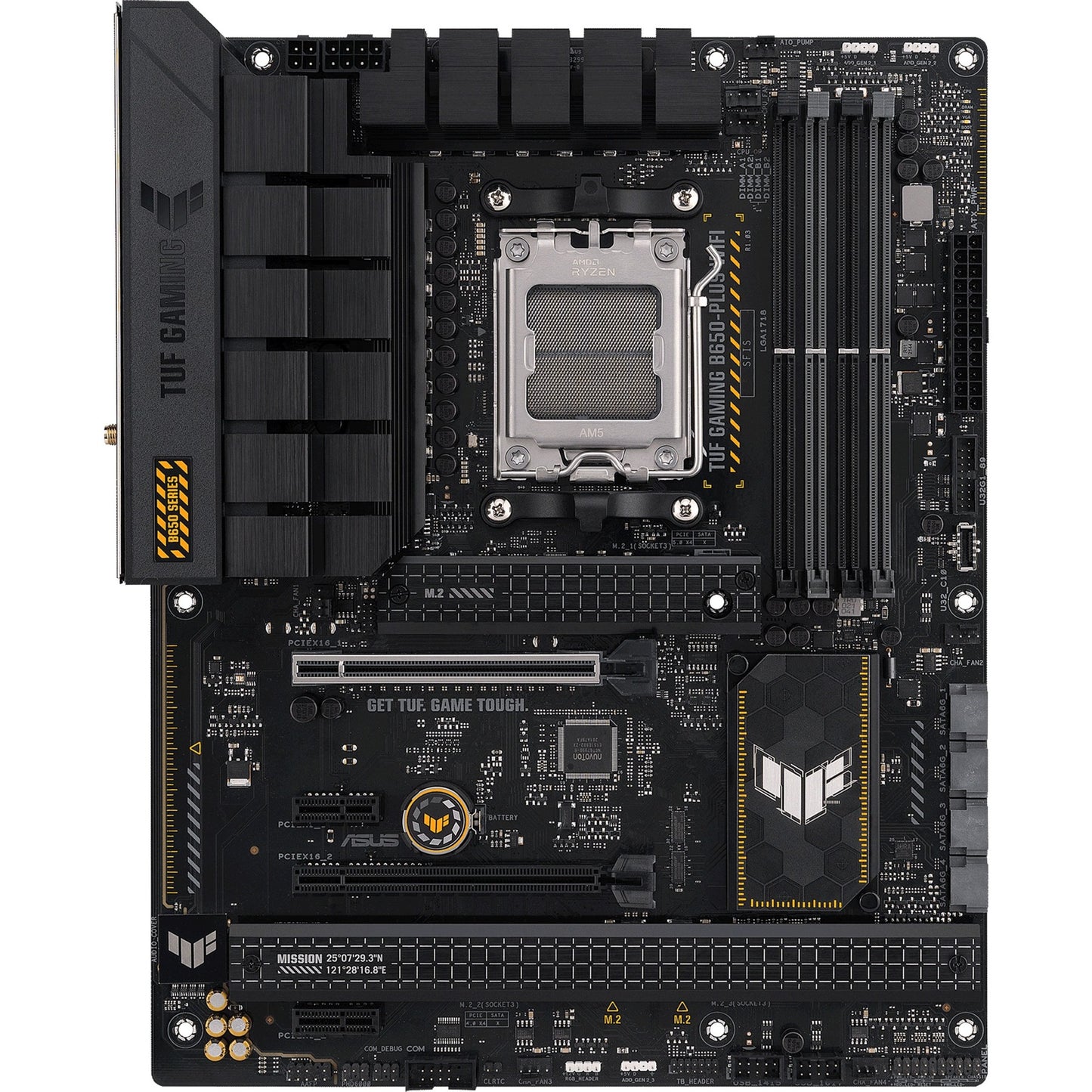 ASUS tuf gaming b650-plus wifi socket am5 moederbord (zwart lichtoranje, raid, 2.5gb-lan, wi-fi 6, bt 5.2, sound, atx)