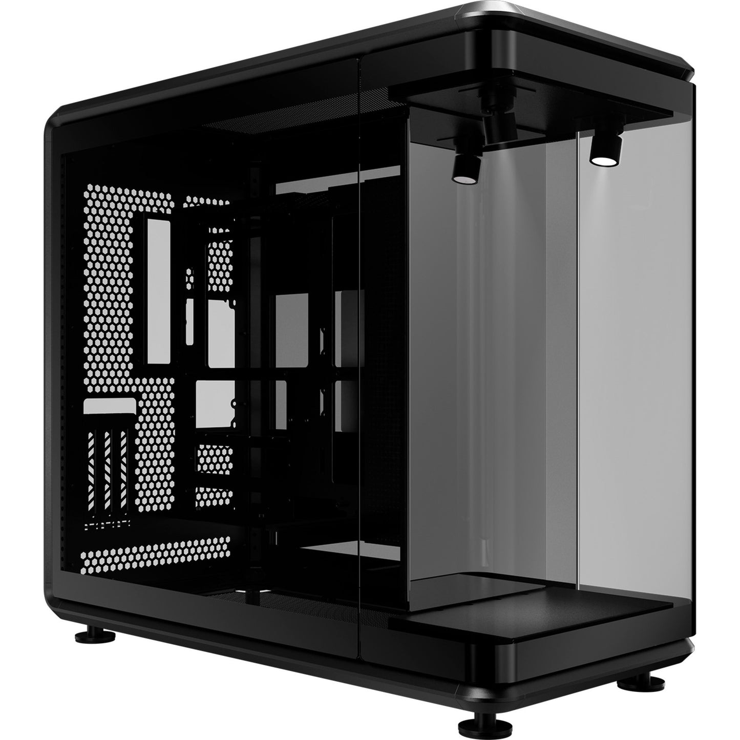 Cooler Master masterframe 360 panorama showcase behuizing (zwart | 2x usb-a | 1x usb-c | rgb | tempered glass)