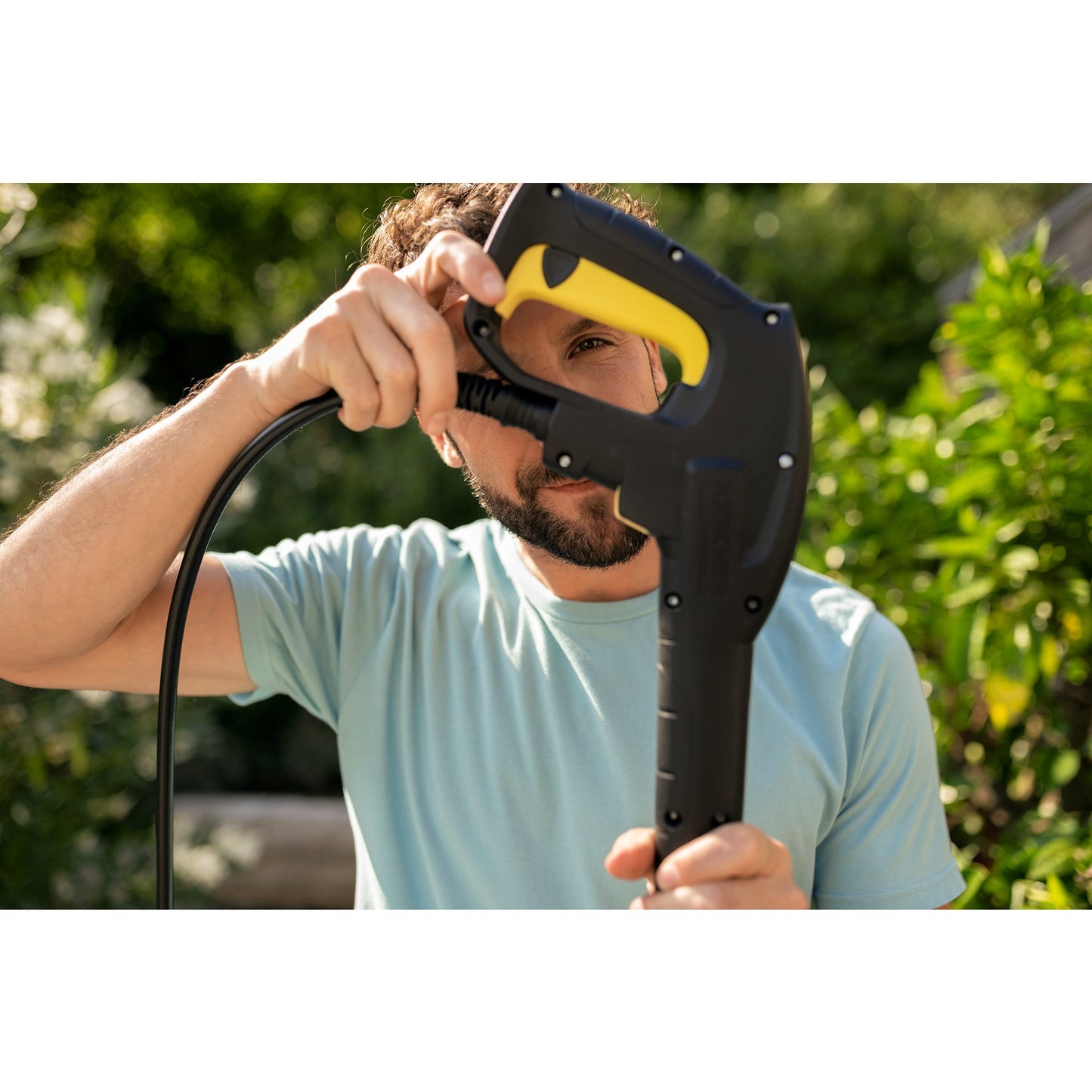 Kärcher k 5 wcm premium home hogedrukreiniger (geel zwart, met vuilfrees, slanghaspel en oppervlaktereiniger)