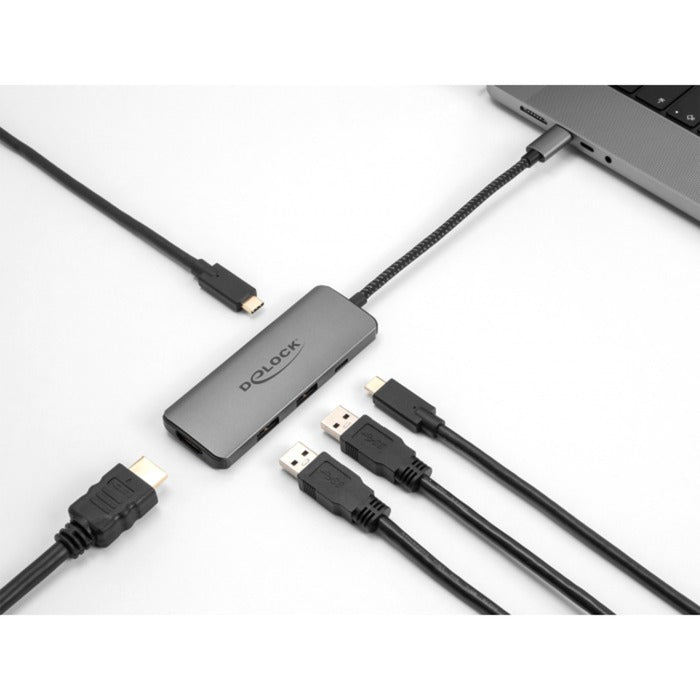 DeLOCK usb type-c docking station 8k (donkergrijs, hdmi, usb, pd 3.0 100 w)