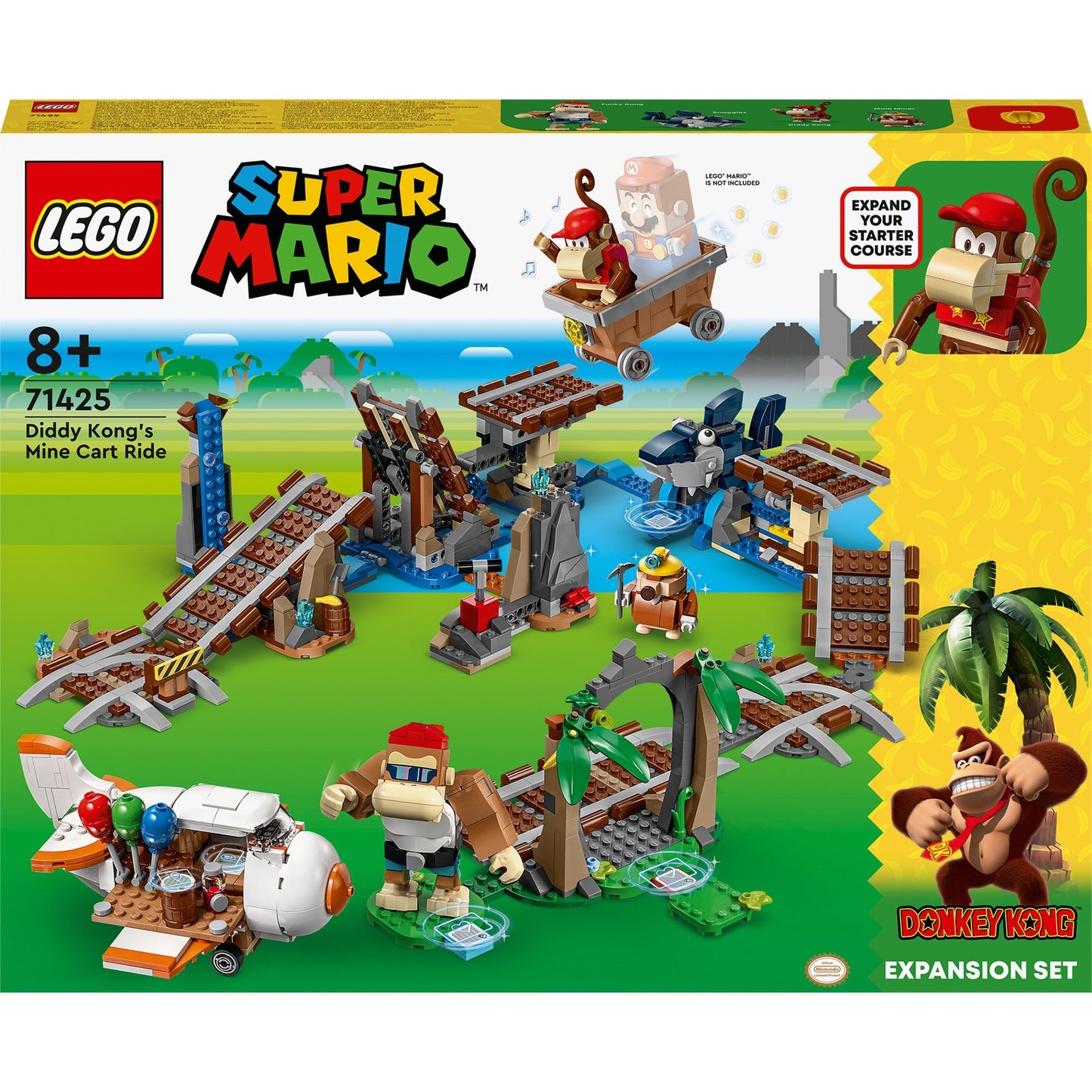 LEGO super mario - uitbreidingsset: diddy kongs mijnwagenrit constructiespeelgoed (71425)