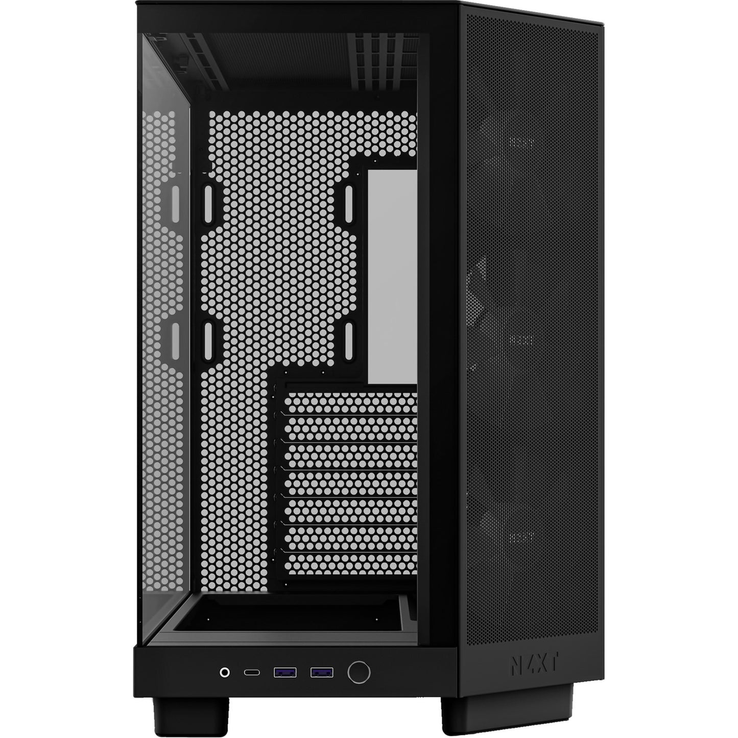 NZXT h6 flow rgb midi tower behuizing (zwart | 2x usb-a | 1x usb-c | rgb | tempered glass)