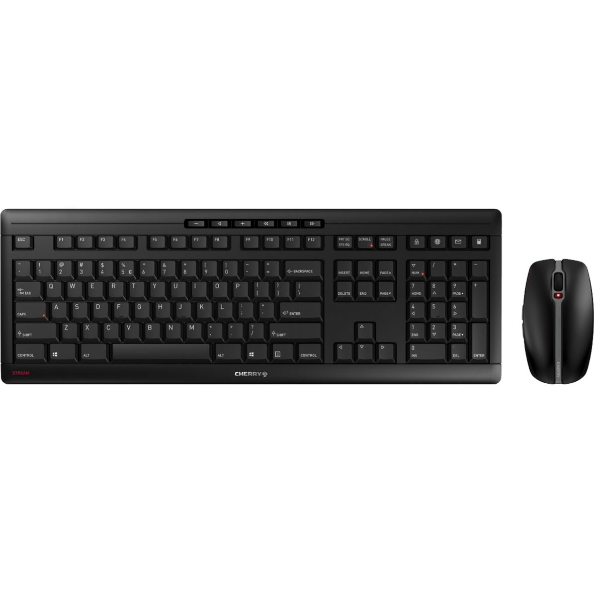 CHERRY stream desktop draadloze desktopset (zwart, eu lay-out (qwerty), sx-schaartechnologie, 100%, 1000 - 2400 dpi)