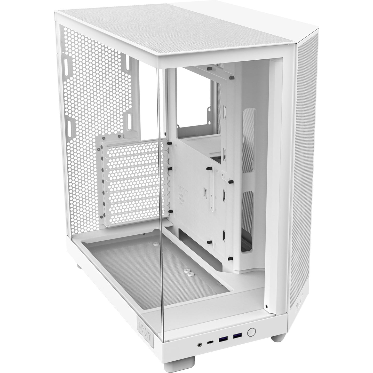 NZXT h6 flow rgb midi tower behuizing (wit | 2x usb-a | 1x usb-c | rgb | tempered glass)