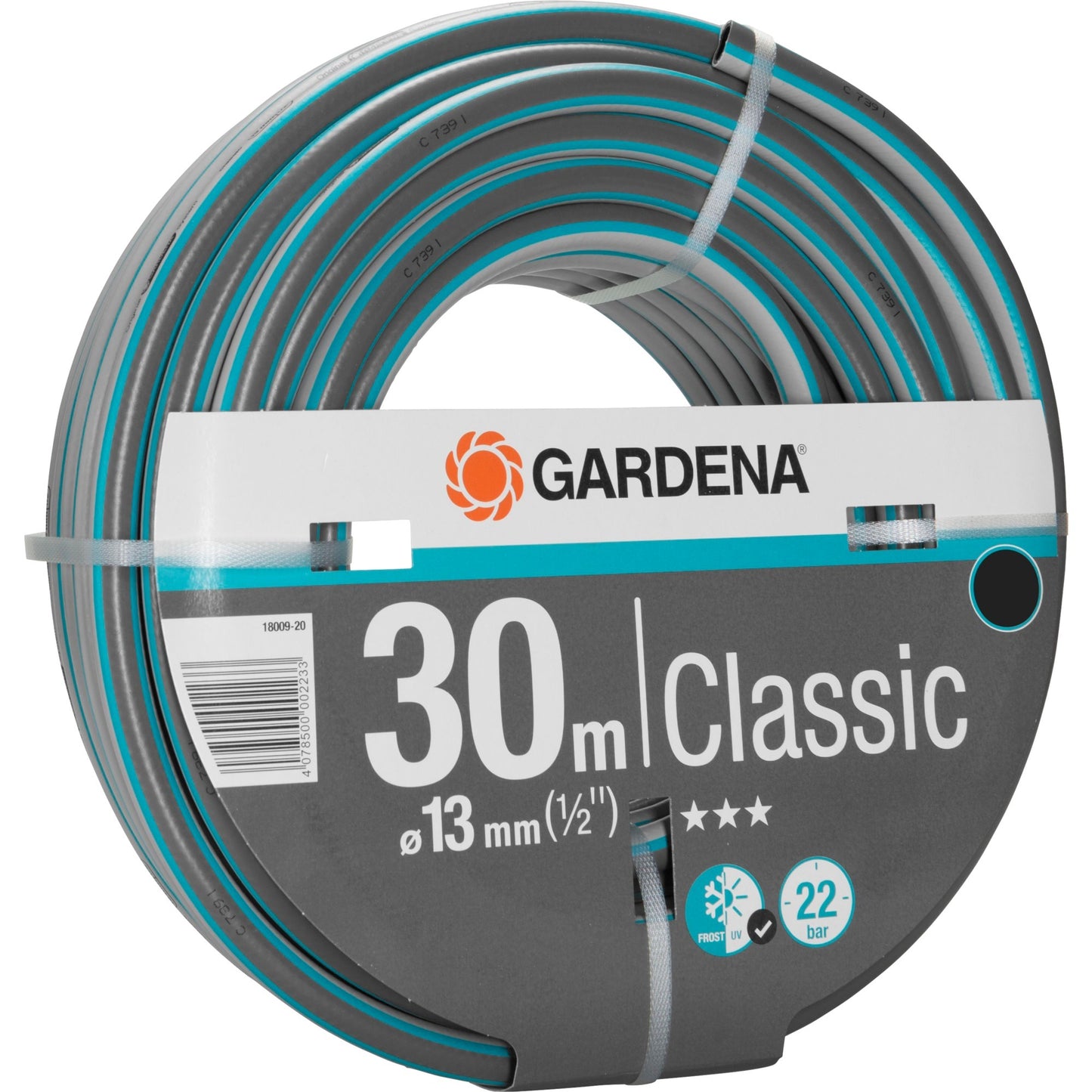 GARDENA classic slang 13 mm (1 2 ) (grijs turquoise, 18009-20, 30 m)