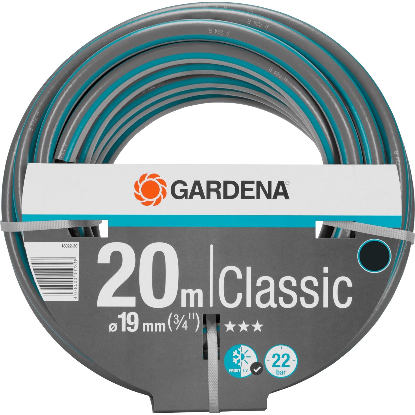 GARDENA classic slang 19 mm (3 4 ) (grijs turquoise, 18022-20, 20 m)