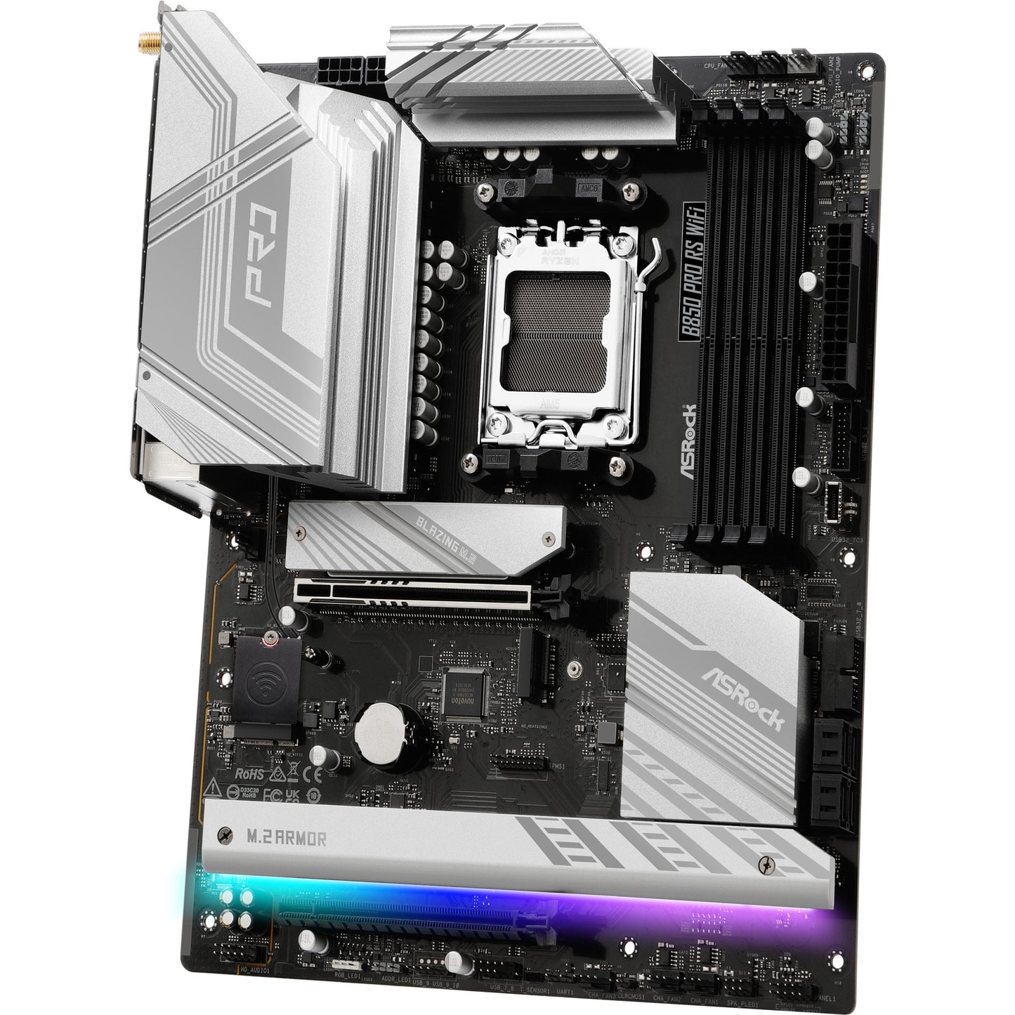 ASRock b850 pro rs wifi socket am5 moederbord (raid, 2,5gb-lan, wlan, bt, sound, atx)