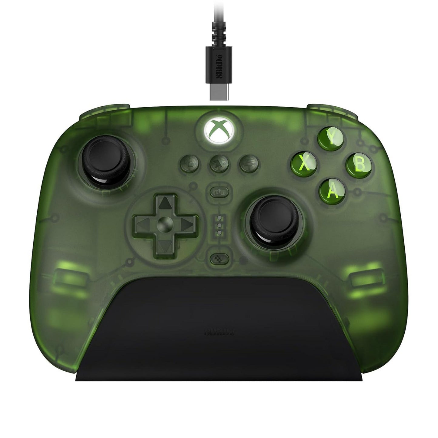8BitDo ultimate 3-mode controller voor xbox (groen transparant, xbox series x|s, xbox one, pc, bluetooth usb-c 2.4 ghz )