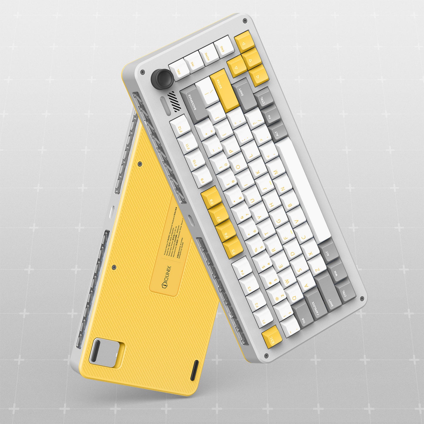 Ty Iqunix zx75 gravi wave wireless mechanical keyboard (grijs, us lay-out (qwer), gateron red, 75%, rgb leds, hot-swappable, double-shot pbt, 2.4ghz | bluetooth 5.1 | usb-c)