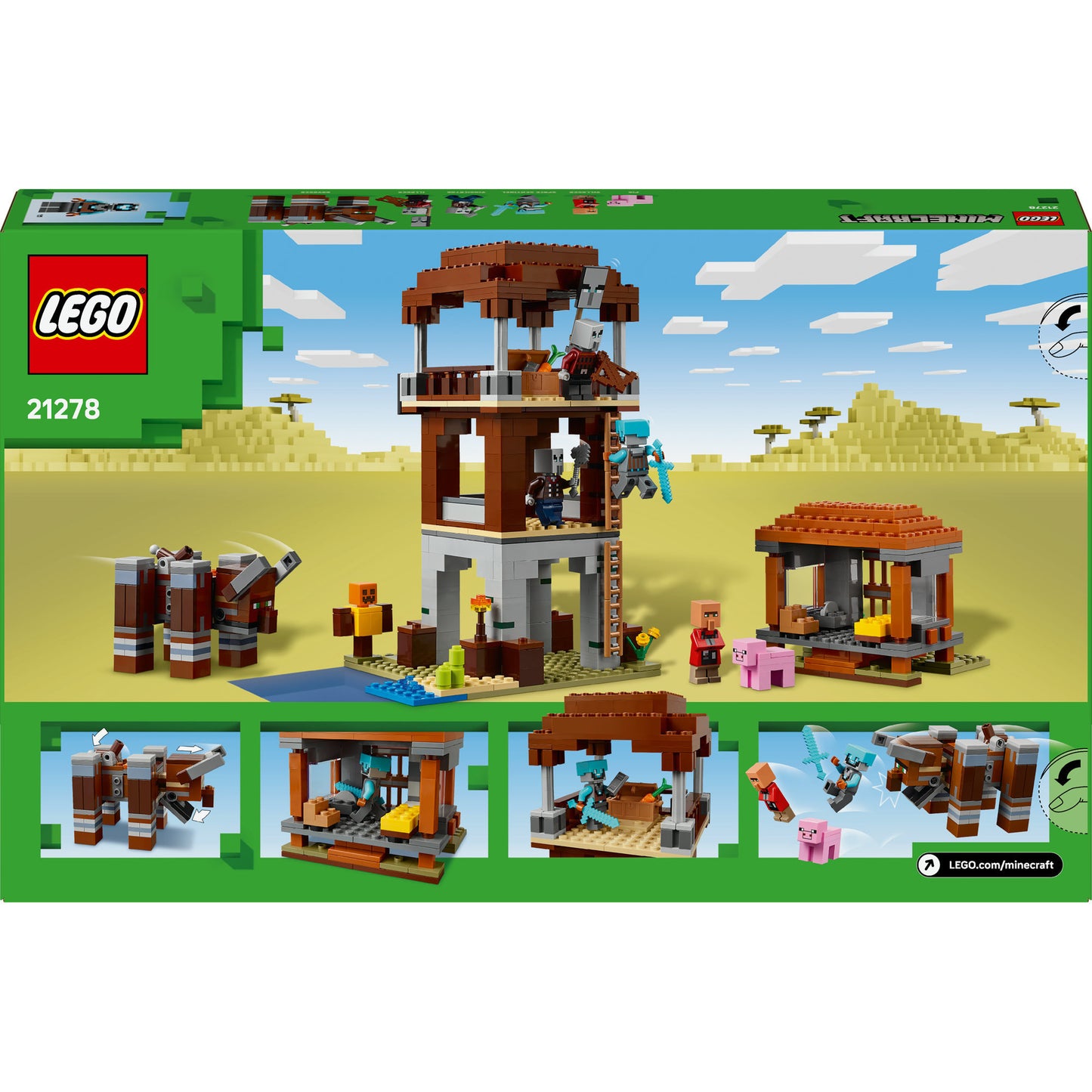 LEGO minecraft 21278 de plunderaar buitenpost en verwoester