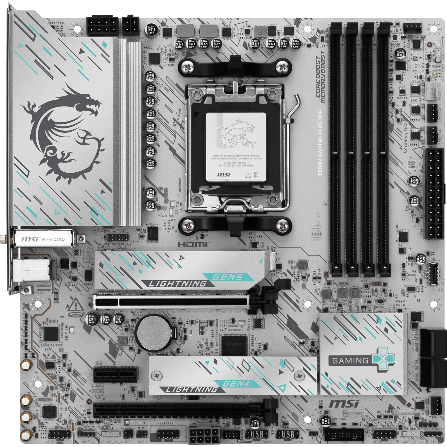MSI b850m gaming plus wifi socket am5 moederbord (raid, 5gb-lan, wi-fi 7, bt, sound, matx)