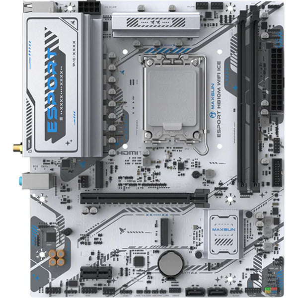 MAXSUN ms-esport h810m wifi ice socket 1851 moederbord (wit, 2.5 gb-lan, wlan, bt, sound, µatx)
