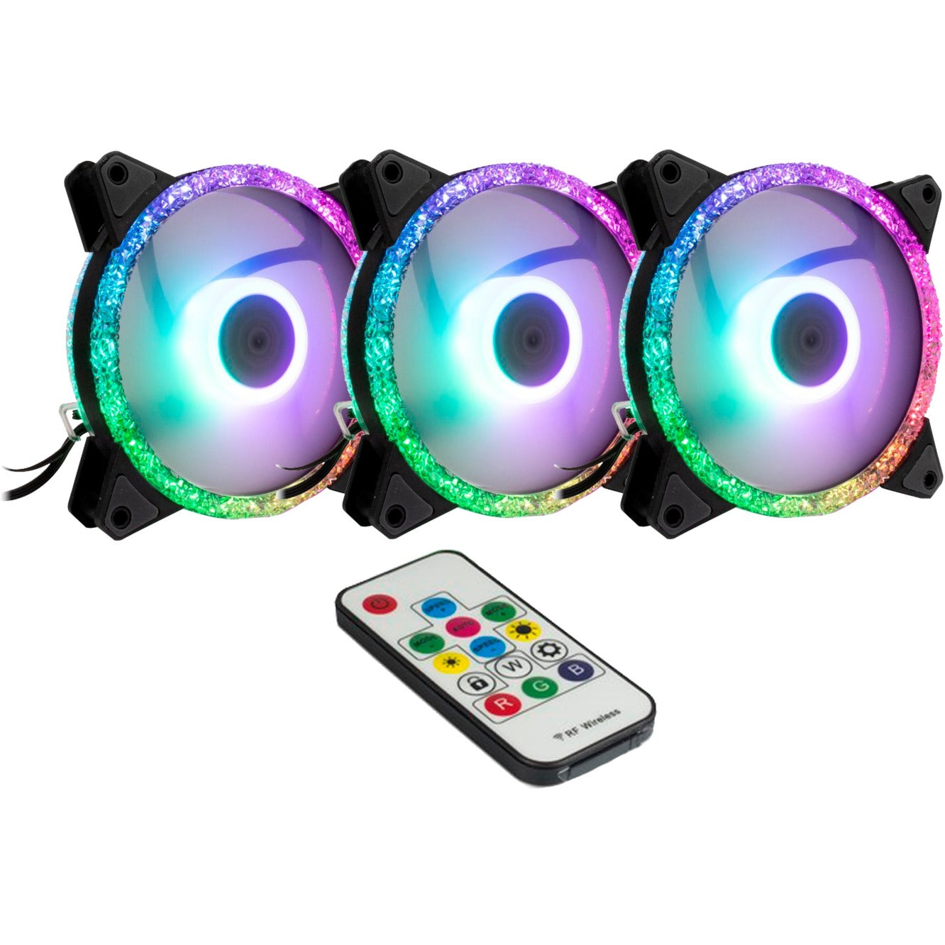 Inter-Tech argus rs-07 rgb set120x120x25 case fans (zwart, 3 stuks, 120 x 120 x 25 mm, pwm)