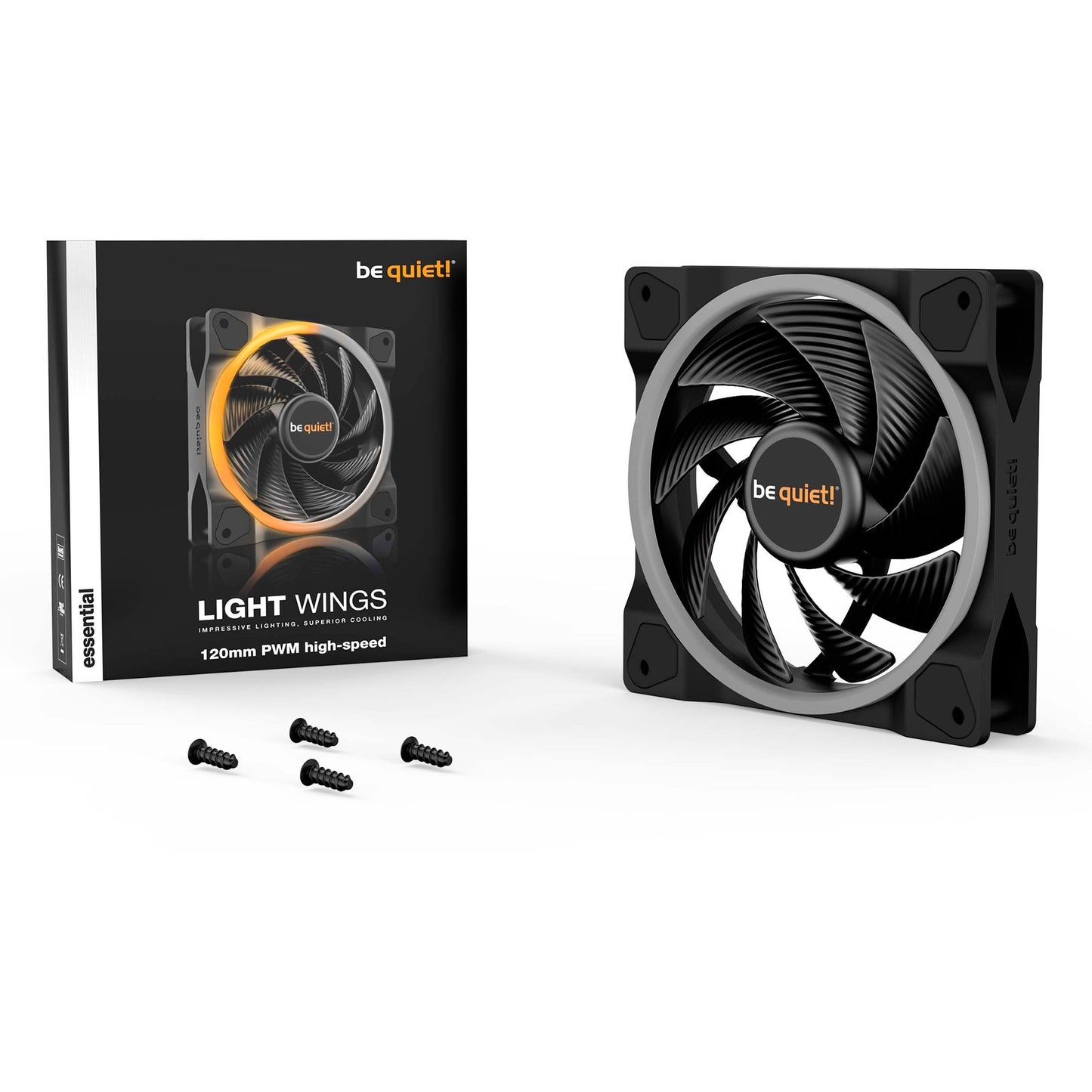 Be Quiet! light wings pwm high-speed rgb case fan (zwart, 120 x 120 x 25 mm)