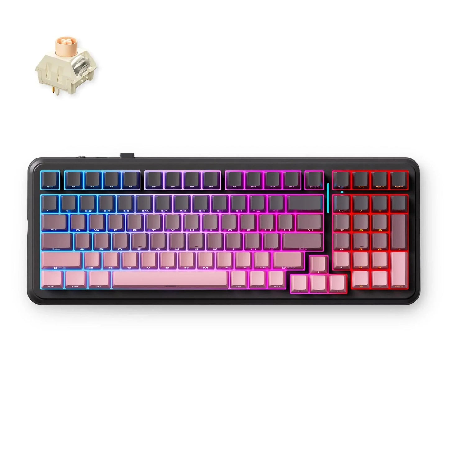 MCHOSE K99 V2 Wireless Gasket Mount Mechanical Keyboard (Zwart, US lay-out (QWERTY), Kailh Box Icy Creamsicle, 99%, RGB, PBT Keycaps, Hot-Swap, 2.4 GHz | Bluetooth | USB-C)