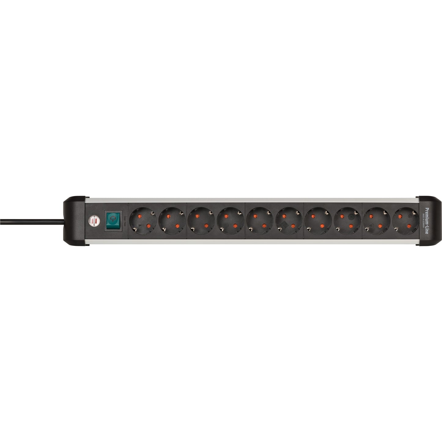 Brennenstuhl premium-alu-line stekkerdoos 10-voudig schakel stekkerdoos (zwart zilver)