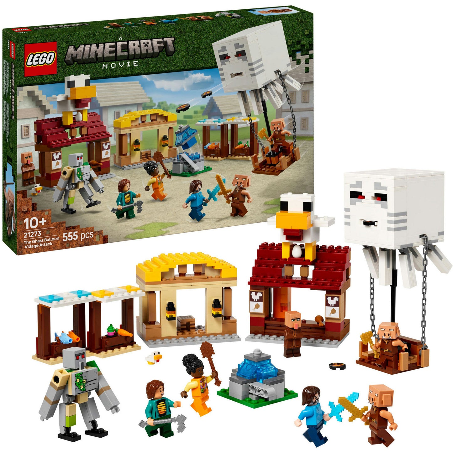 LEGO minecraft 21273 de ghast-ballon aanval op het dorp