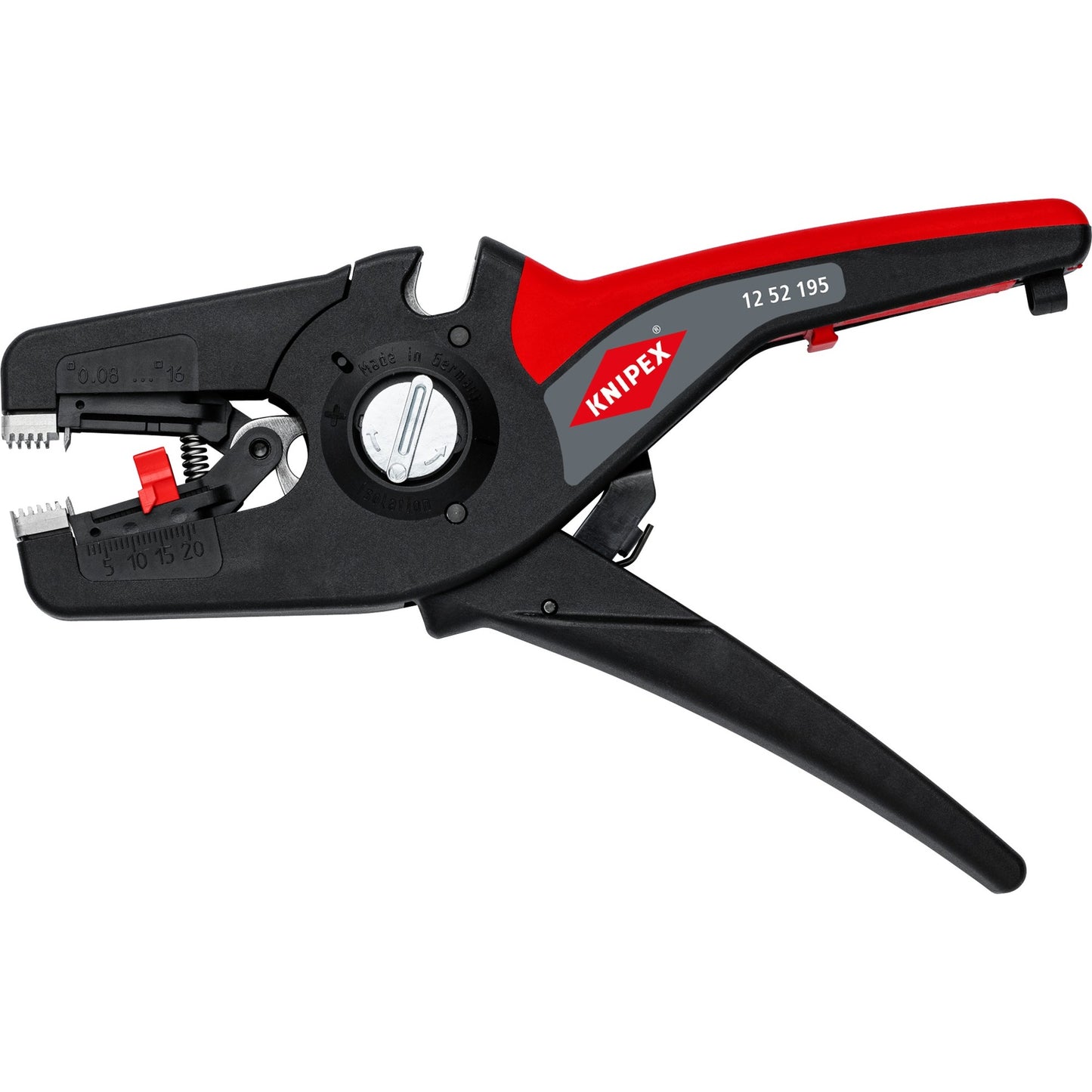 KNIPEX precistrip16 automatische afstriptang (zwart rood, geïntegreerde draadsnijder)