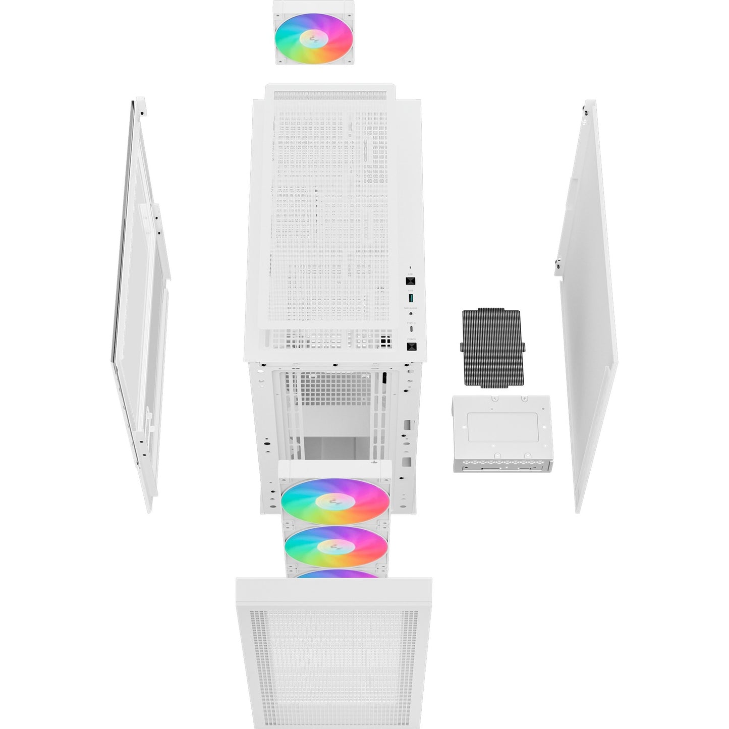DeepCool ch560 digital midi tower behuizing (wit | 1x usb-a | 1x usb-c | rgb | tempered glass)