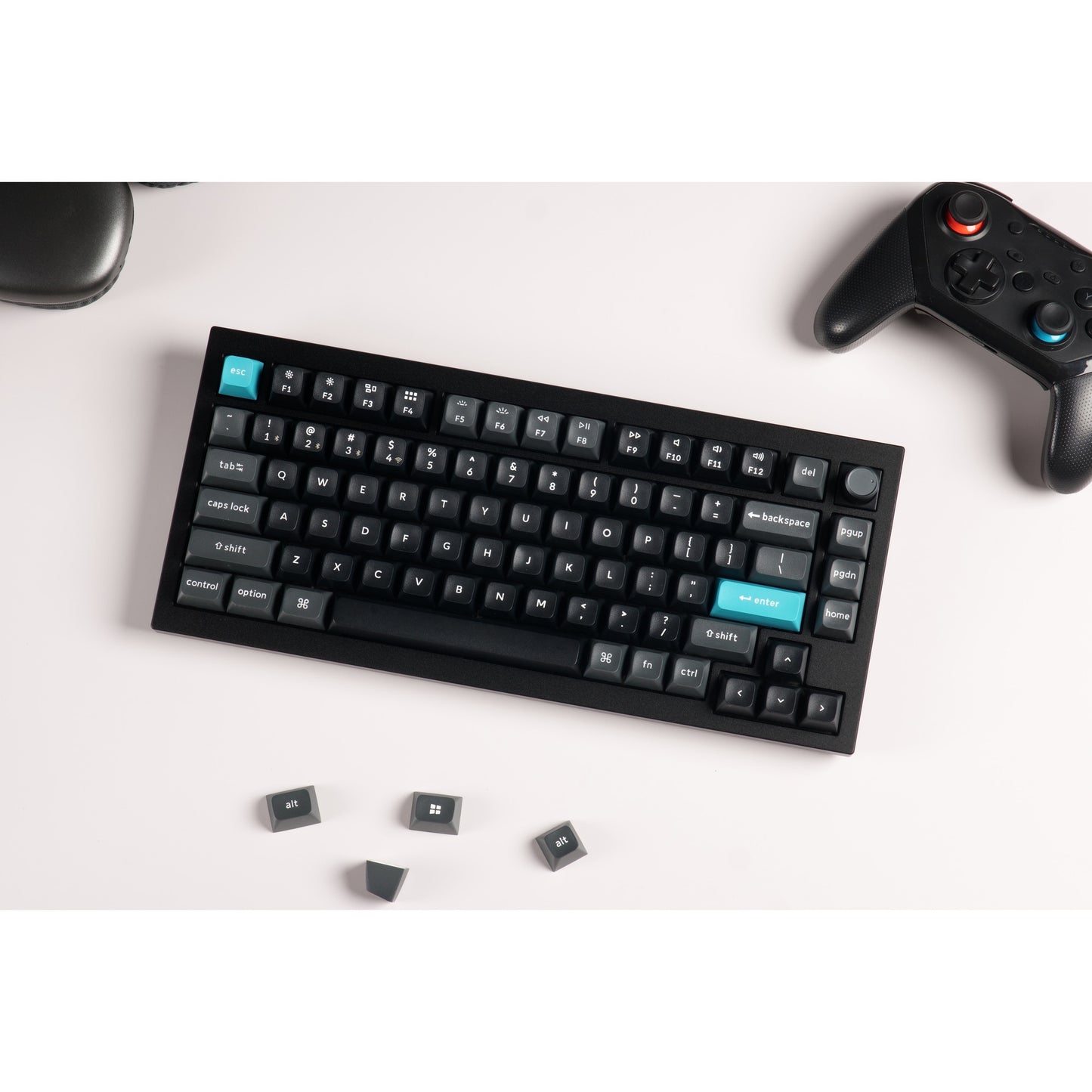 Keychron q1 ultra-m3 8k wireless custom mechanical keyboard (zwart, us lay-out (qwerty), silk pom brown, 75%, rgb, hot swap, 8k, 2.4 ghz | bluetooth 5.2 | usb-c)