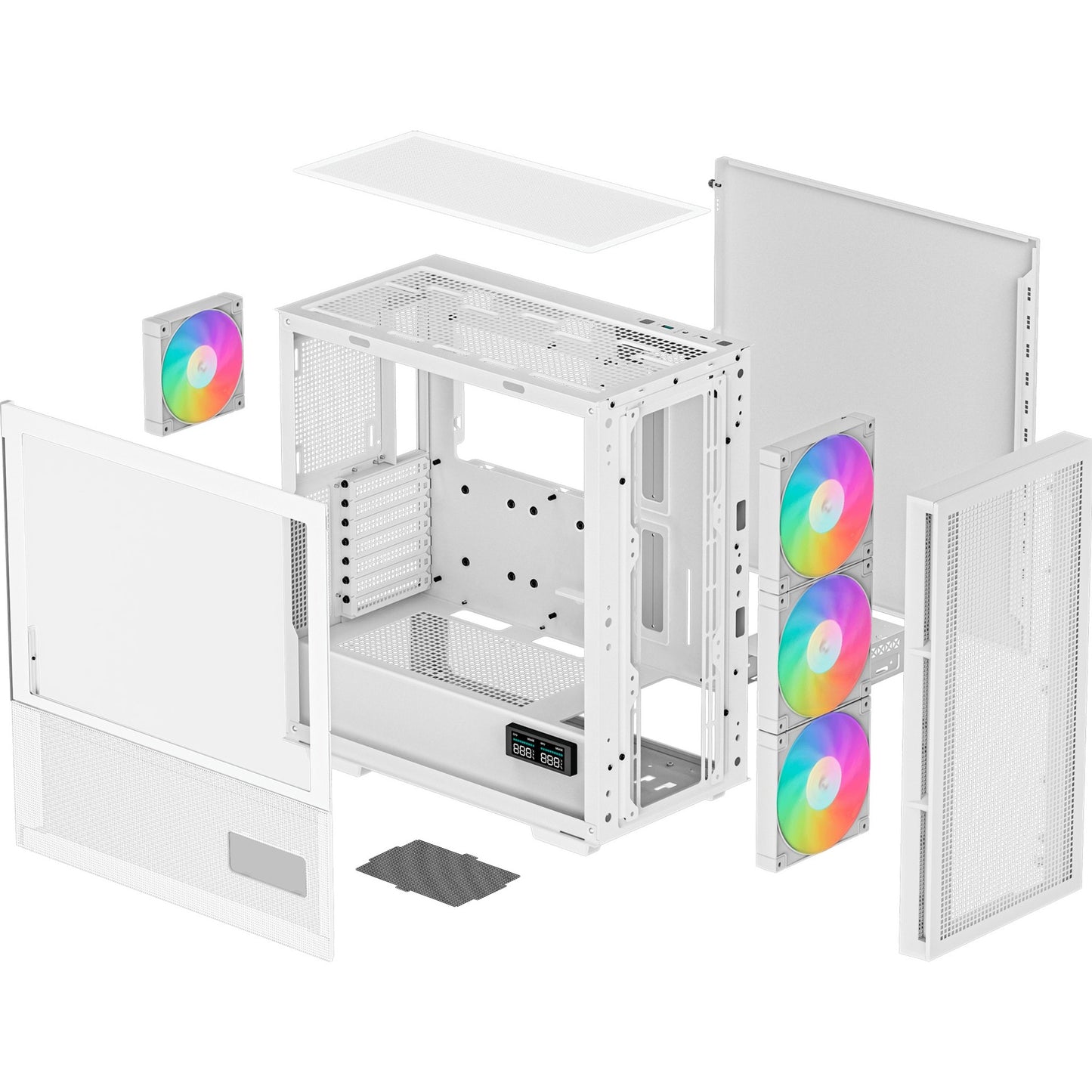 DeepCool ch560 digital midi tower behuizing (wit | 1x usb-a | 1x usb-c | rgb | tempered glass)