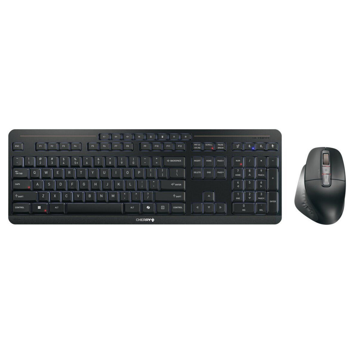 CHERRY stream desktop ultimate draadloze desktopset (zwart, us lay-out (qwerty), sx-schaartechnologie, 100%, 4000 dpi, white leds, abs, 2.4 ghz bluetooth usb)