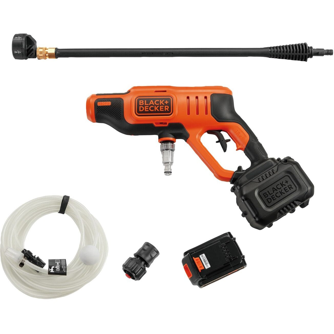 BLACK+DECKER bcpc18d1-qw 18v hogedrukreiniger (oranje zwart, 18v 2.0ah accu en oplader inbegrepen)