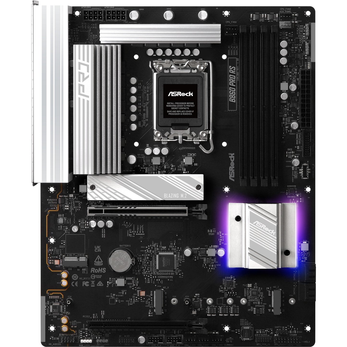 ASRock b860 pro rs socket 1851 moederbord (raid, 2.5 gb-lan, sound, atx)