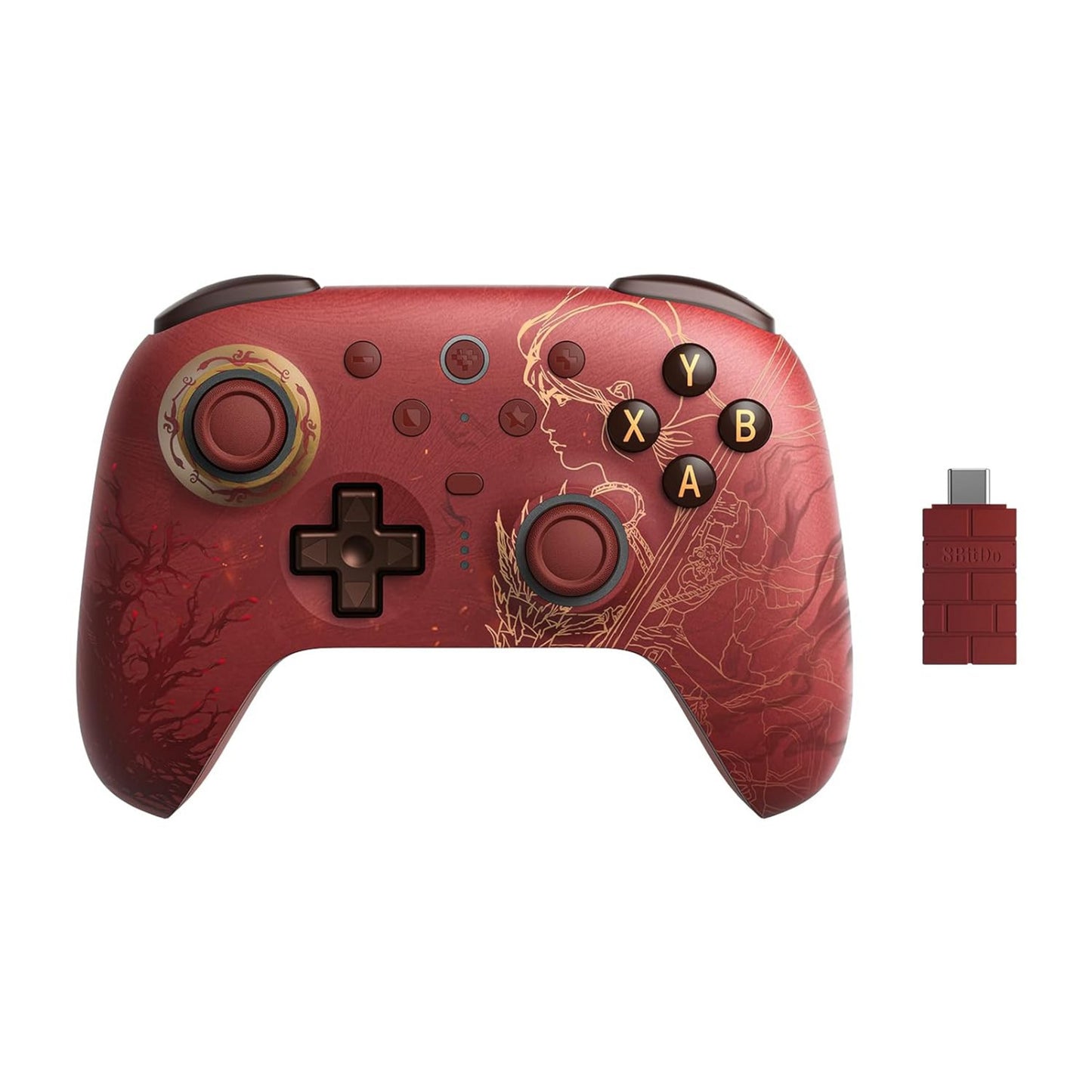 8BitDo ultimate 2 wireless controller - wuchang: fallen feathers (donkerrood, 2.4 ghz bluetooth, usb, pc)