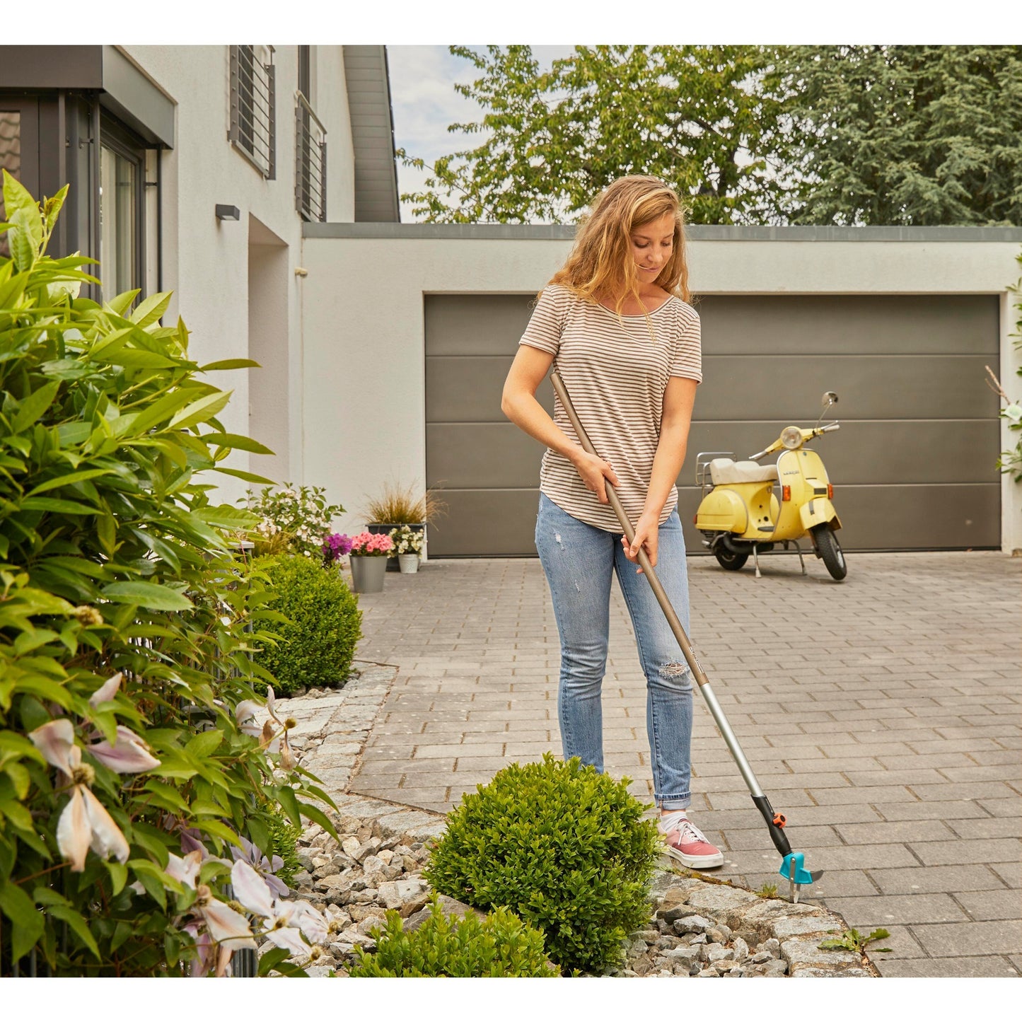 GARDENA 2-in-1 combisystem onkruidwieder voor patio’s voegenkrabber (turquoise, 3607-20)