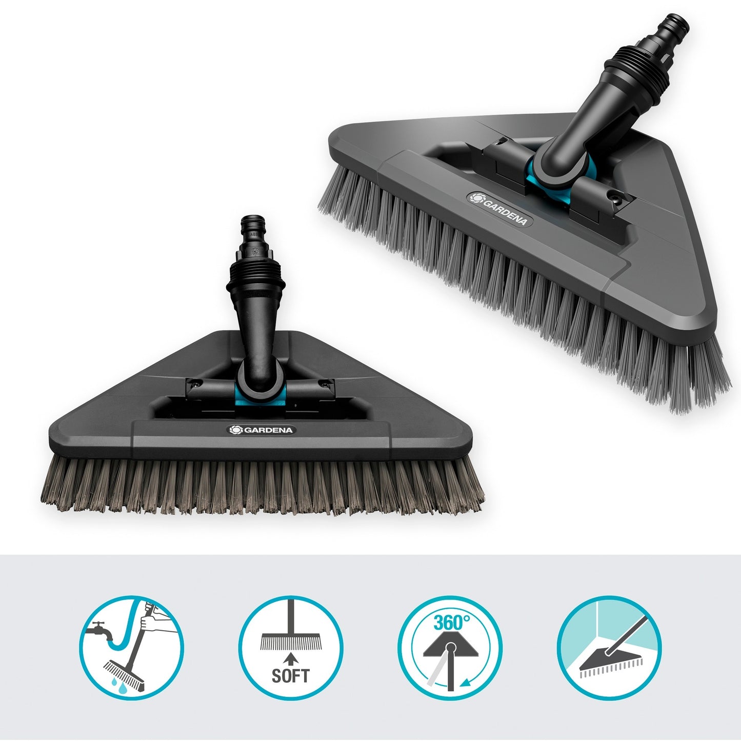 GARDENA cleansystem steelborstel soft flex wasborstel (grijs, 18812-20)